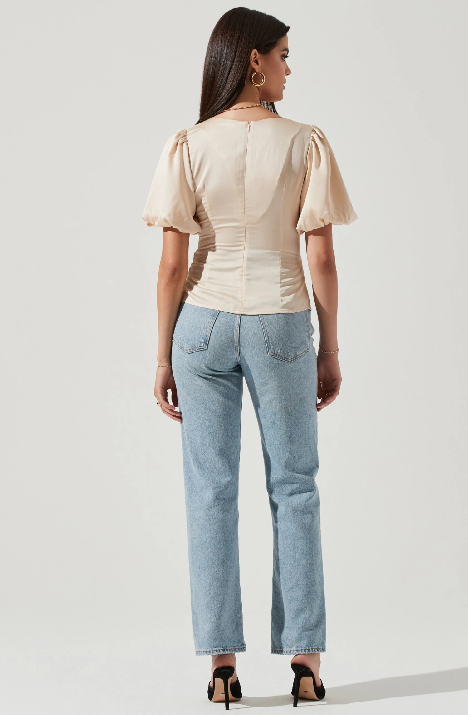 Deep V Balloon Sleeve Top 5 Deep V Balloon Sleeve Top - Image 3