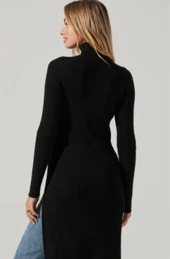 Hi Slit Turtleneck Sweater 16 Hi Slit Turtleneck Sweater -Dress Sales Store AT16295 BLACK 4