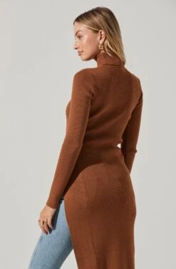 Hi Slit Turtleneck Sweater 22 Hi Slit Turtleneck Sweater -Dress Sales Store AT16295 CAMEL 5