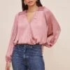 Long Sleeve Wrap Front Top 2 Long Sleeve Wrap Front Top -Dress Sales Store AT16312 BLUSH 2