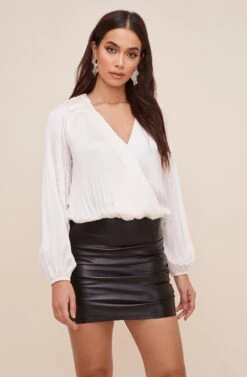 Long Sleeve Wrap Front Top 16 Long Sleeve Wrap Front Top -Dress Sales Store AT16312 IVORY 2