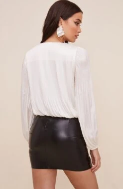 Long Sleeve Wrap Front Top 19 Long Sleeve Wrap Front Top -Dress Sales Store AT16312 IVORY 5