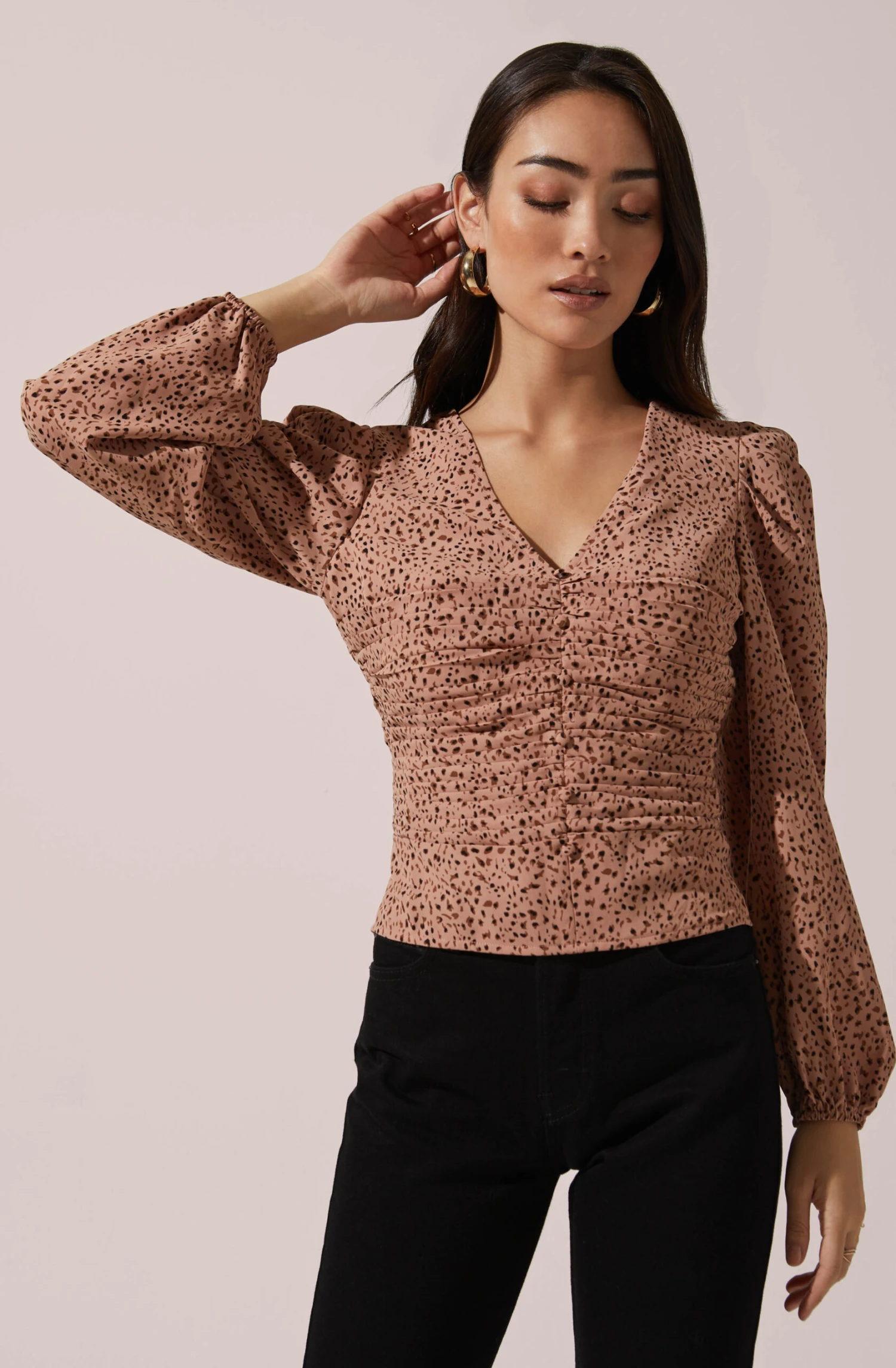 Cinched Front Long Sleeve Top 4 Cinched Front Long Sleeve Top - Image 2