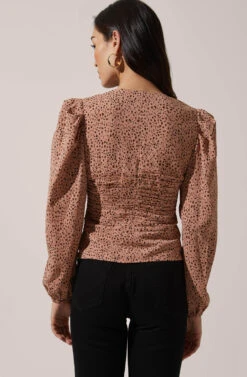 Cinched Front Long Sleeve Top 8 Cinched Front Long Sleeve Top -Dress Sales Store AT16323 CLAYANIMAL 4