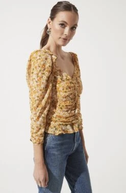 Ruched Sleeve Sweetheart Top