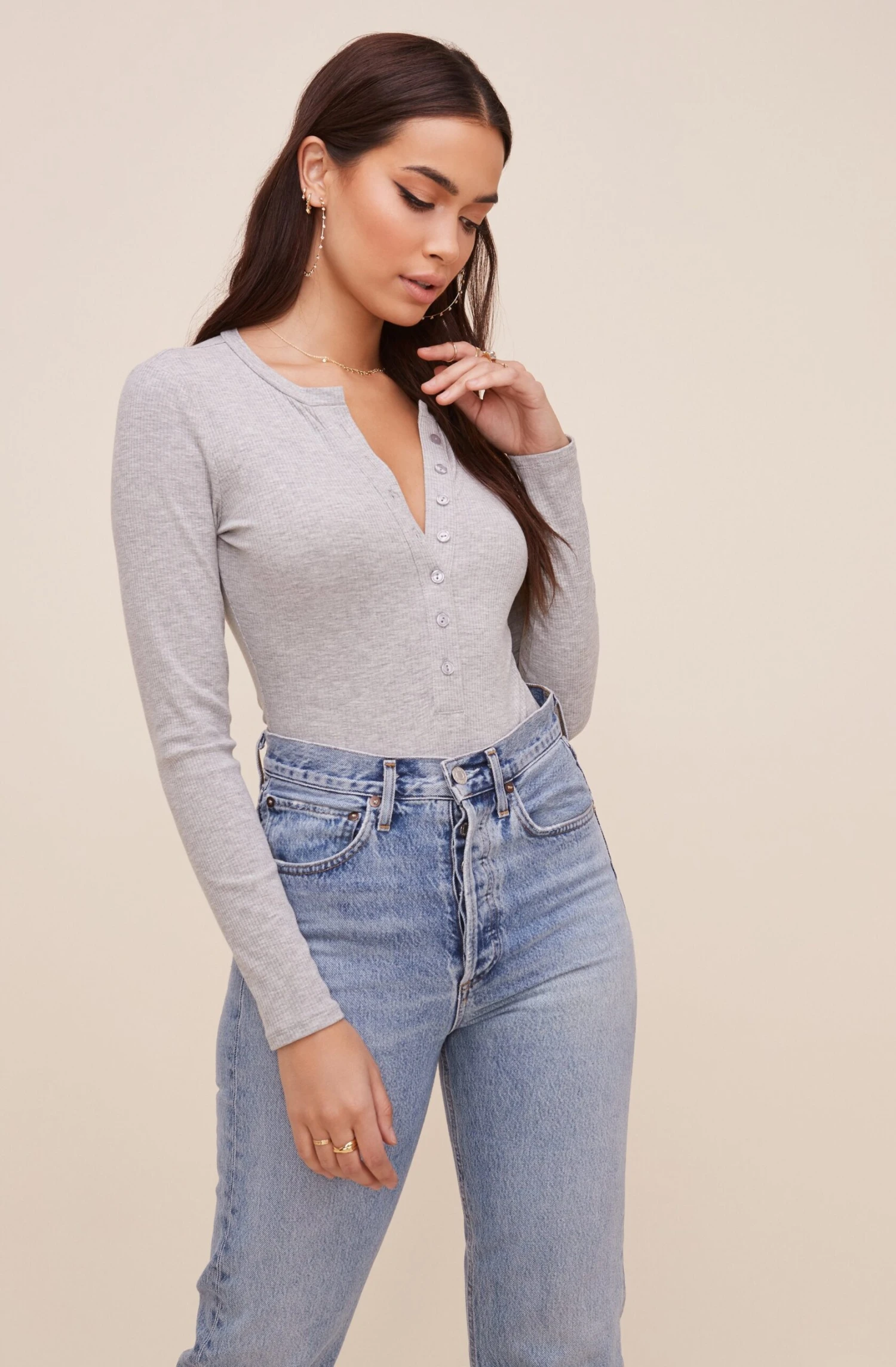 Halliwell Ribbed Henley Bodysuit 4 Halliwell Ribbed Henley Bodysuit - Image 2