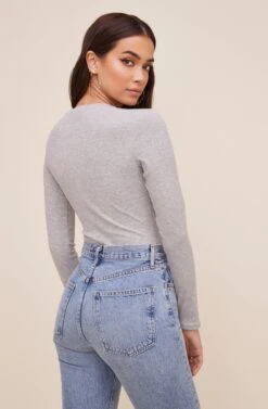 Halliwell Ribbed Henley Bodysuit 28 Halliwell Ribbed Henley Bodysuit -Dress Sales Store AT16629 HEATHERGREY 6