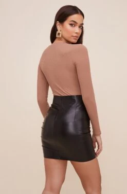 Halliwell Ribbed Henley Bodysuit 41 Halliwell Ribbed Henley Bodysuit -Dress Sales Store AT16629 TAUPE 6