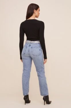 Halliwell Ribbed Henley Bodysuit 33 Halliwell Ribbed Henley Bodysuit -Dress Sales Store AT16629 WASHEDBLACK 4