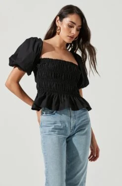Savina Bubble Sleeve Top