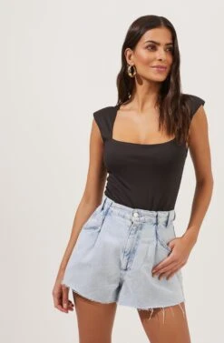 Cap Sleeve Square-Neck Bodysuit