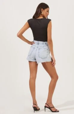 Cap Sleeve Square-Neck Bodysuit 24 Cap Sleeve Square-Neck Bodysuit -Dress Sales Store AT16705 BLACK 4