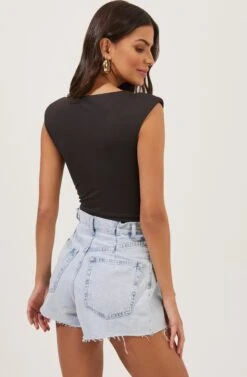 Cap Sleeve Square-Neck Bodysuit 25 Cap Sleeve Square-Neck Bodysuit -Dress Sales Store AT16705 BLACK 5