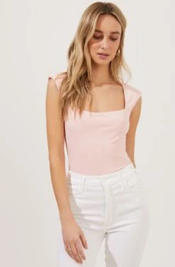 Cap Sleeve Square-Neck Bodysuit 30 Cap Sleeve Square-Neck Bodysuit -Dress Sales Store AT16705 BLUSH 2