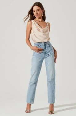 Cowl Neck Asymmetrical Strap Bodysuit 31 Cowl Neck Asymmetrical Strap Bodysuit -Dress Sales Store AT16767 CREAM 1455