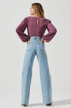 Long Sleeve V-Neck Bodysuit 16 Long Sleeve V-Neck Bodysuit -Dress Sales Store AT16896 PURPLE 3