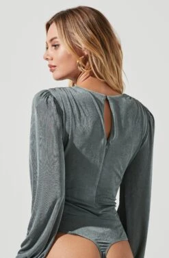 Long Sleeve V-Neck Bodysuit 24 Long Sleeve V-Neck Bodysuit -Dress Sales Store AT16896 SAGE 6