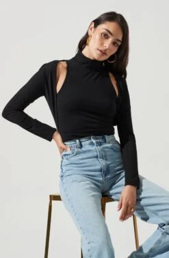 Long Sleeve Mock Neck Shrug