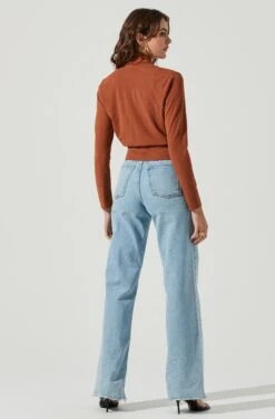 Long Sleeve Mock Neck Shrug 24 Long Sleeve Mock Neck Shrug -Dress Sales Store AT16970 BROWN 4