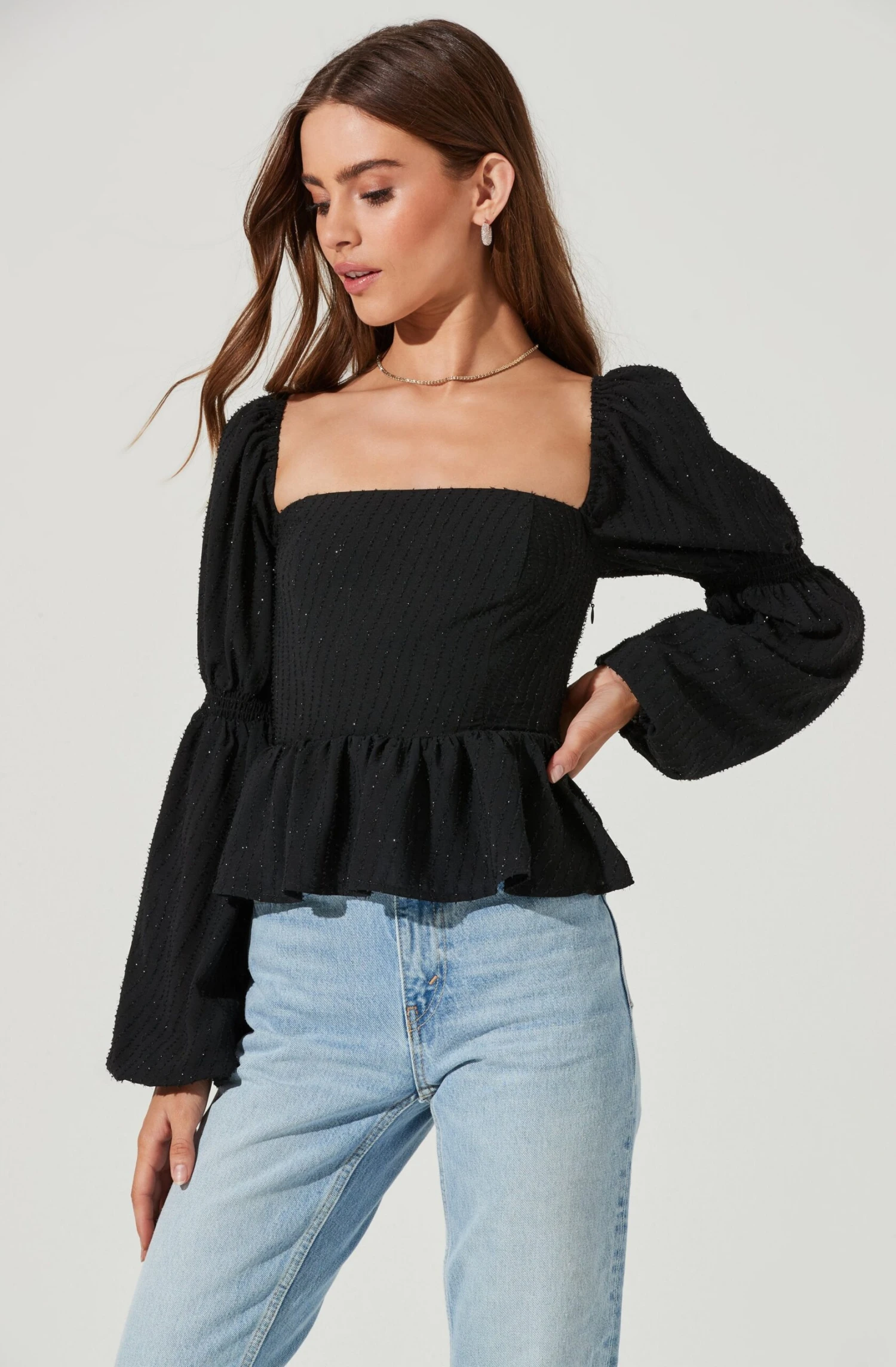 Cinched Long Sleeve Square Neck Top 4 Cinched Long Sleeve Square Neck Top - Image 2