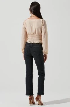 Long Sleeve Smocked Top 27 Long Sleeve Smocked Top -Dress Sales Store AT17109 CREAM 0926