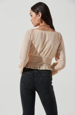 Long Sleeve Smocked Top 29 Long Sleeve Smocked Top -Dress Sales Store AT17109 CREAM 0931