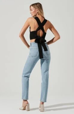 Tie Back Sweater Tank Top -Dress Sales Store AT17237 BLACK