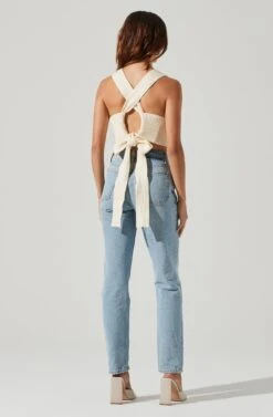 Tie Back Sweater Tank Top -Dress Sales Store AT17237 CREAM 6