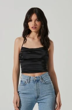 Ruched Cowl Satin Cami