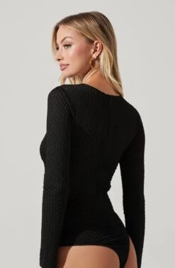 Cassidy Side Cutout Long Sleeve Bodysuit 17 Cassidy Side Cutout Long Sleeve Bodysuit -Dress Sales Store AT17550 BLACK 4