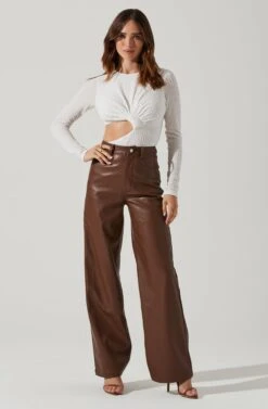 Cassidy Side Cutout Long Sleeve Bodysuit 21 Cassidy Side Cutout Long Sleeve Bodysuit -Dress Sales Store AT17550 WHITE 1