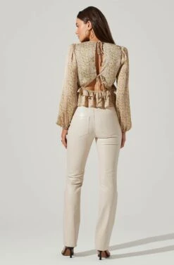 Floral Long Sleeve Tie Back Ruffle Bust Top -Dress Sales Store AT17643 MUSTARDPINKDITSY 5