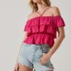 Halter Tiered Ruffle Top 2 Halter Tiered Ruffle Top -Dress Sales Store AT17735 FUCHSIA 3