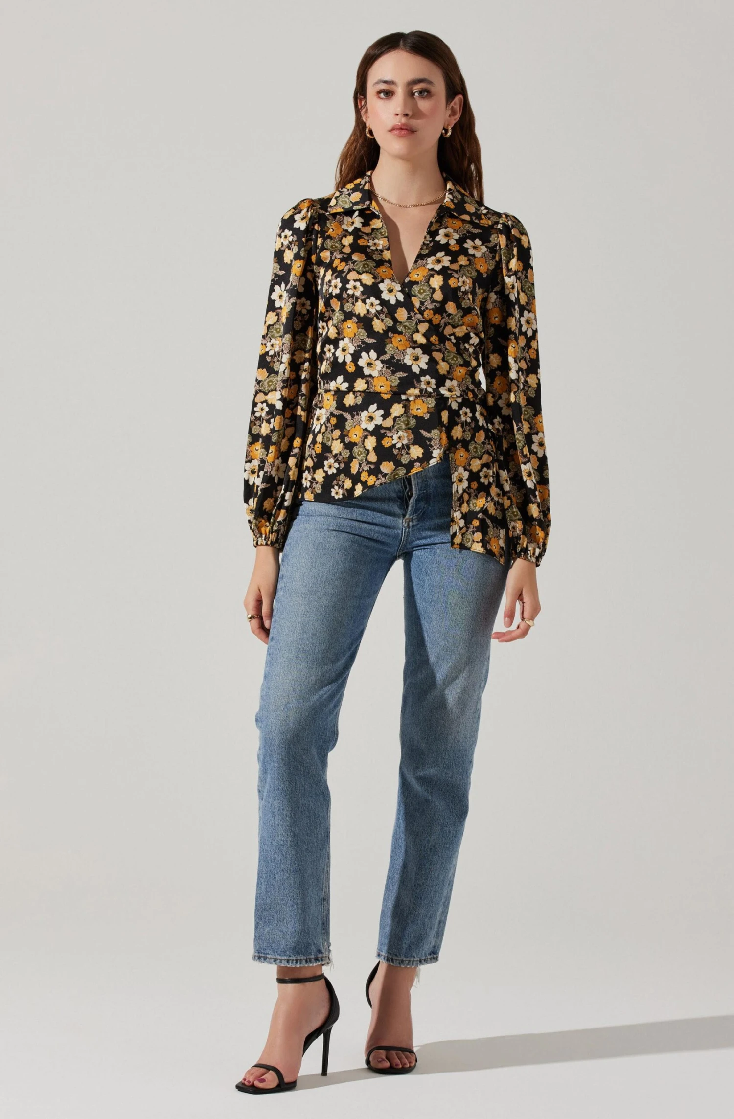Asymmetrical Collared Floral Wrap Top 10 Asymmetrical Collared Floral Wrap Top - Image 8