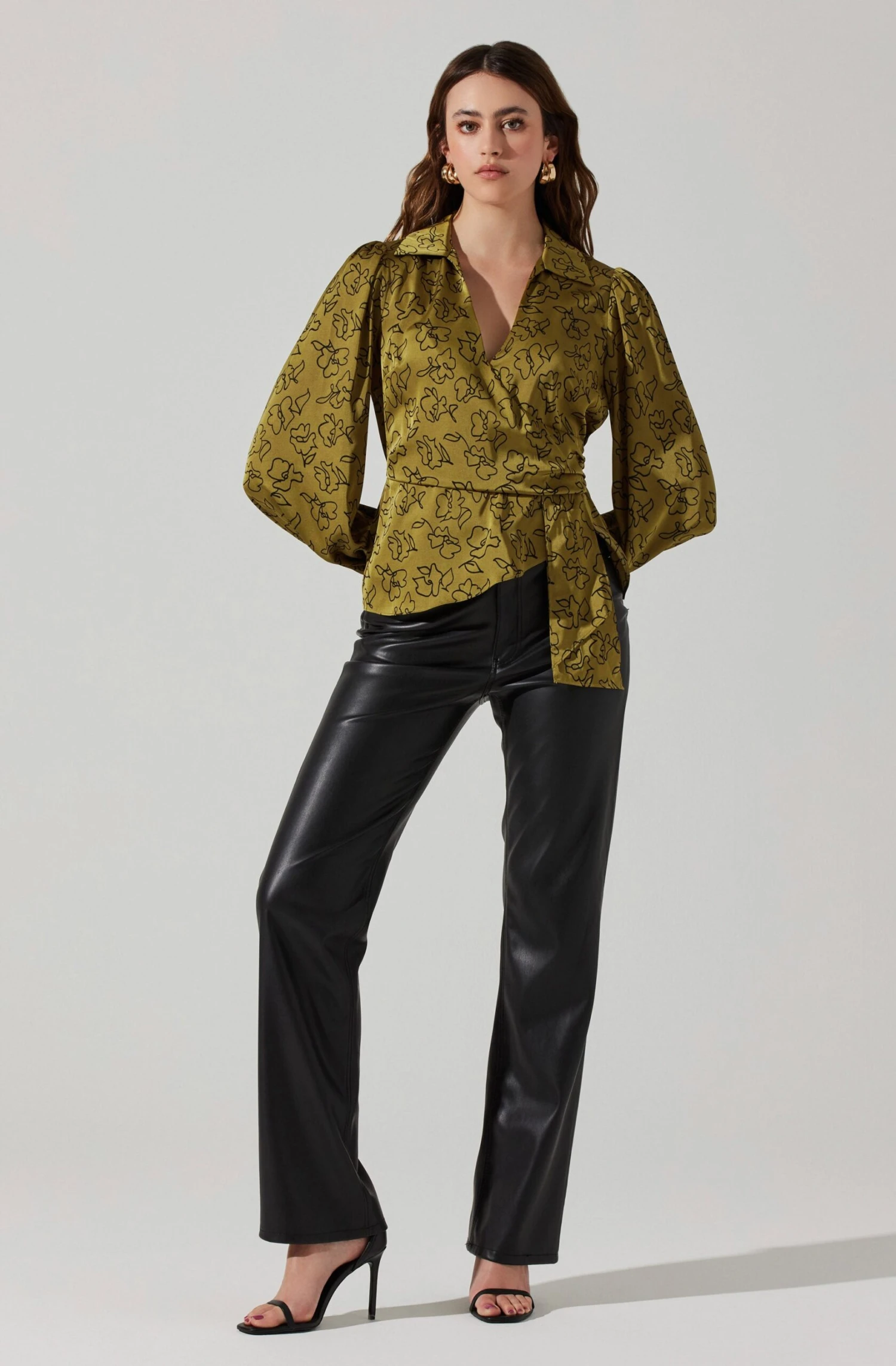 Asymmetrical Collared Floral Wrap Top 4 Asymmetrical Collared Floral Wrap Top - Image 2