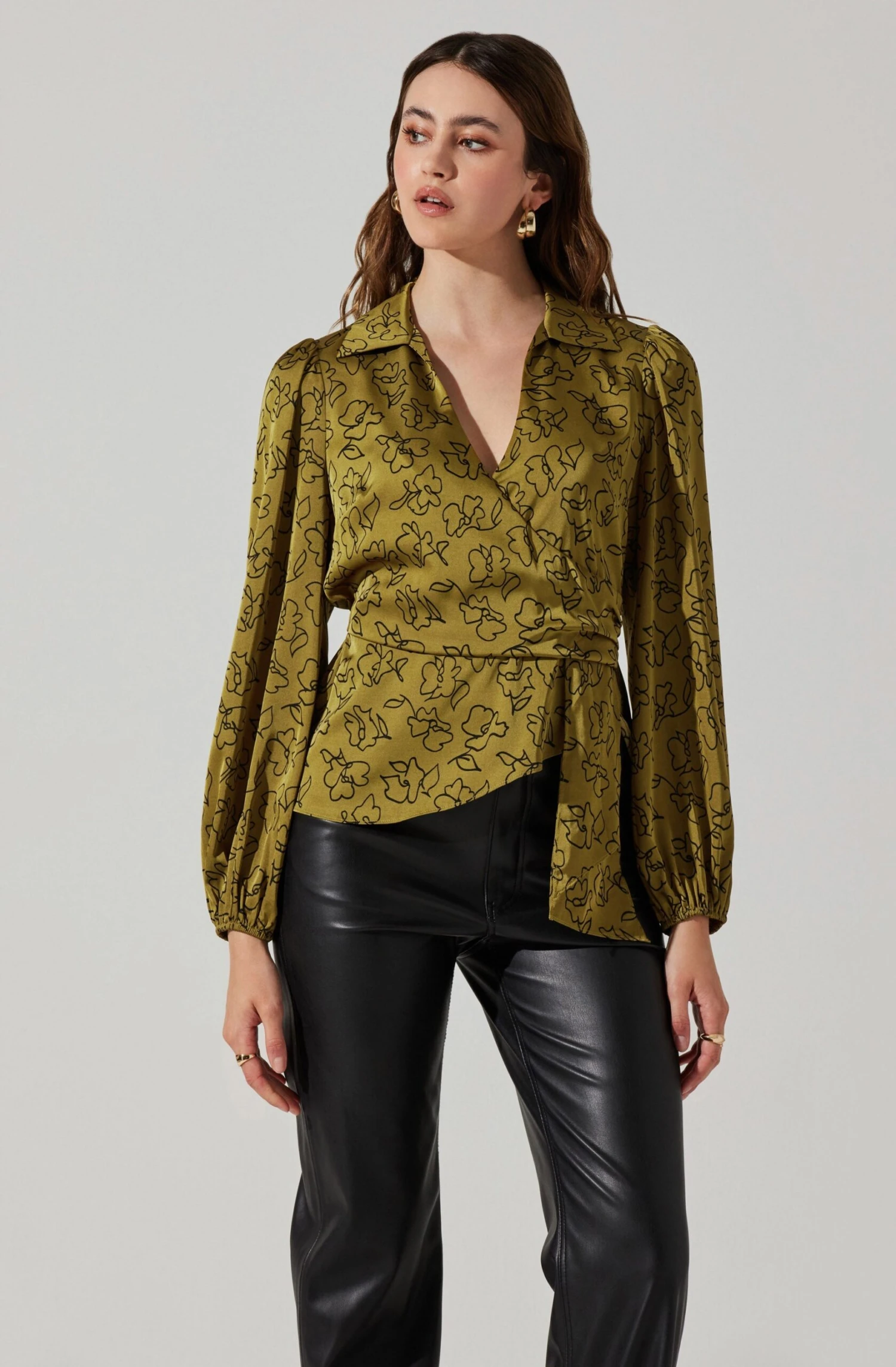 Asymmetrical Collared Floral Wrap Top 3 Asymmetrical Collared Floral Wrap Top