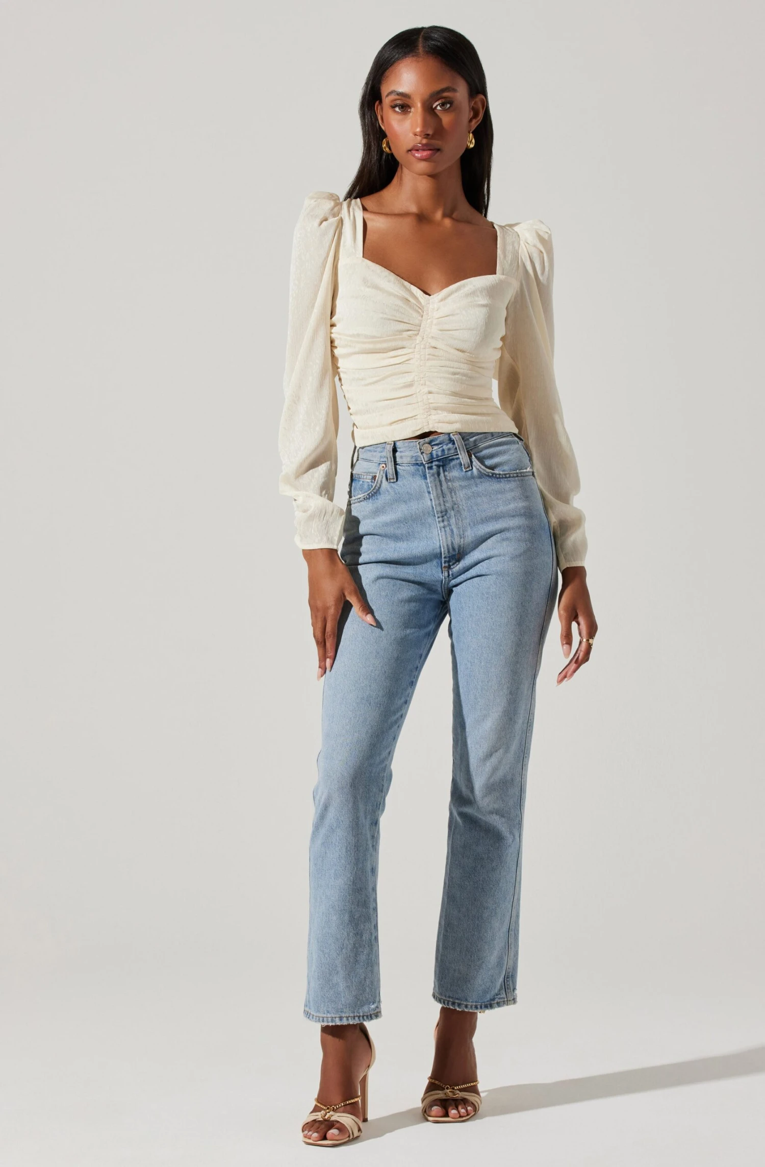Long Sleeve Ruched Puff Sleeve Top 4 Long Sleeve Ruched Puff Sleeve Top - Image 2