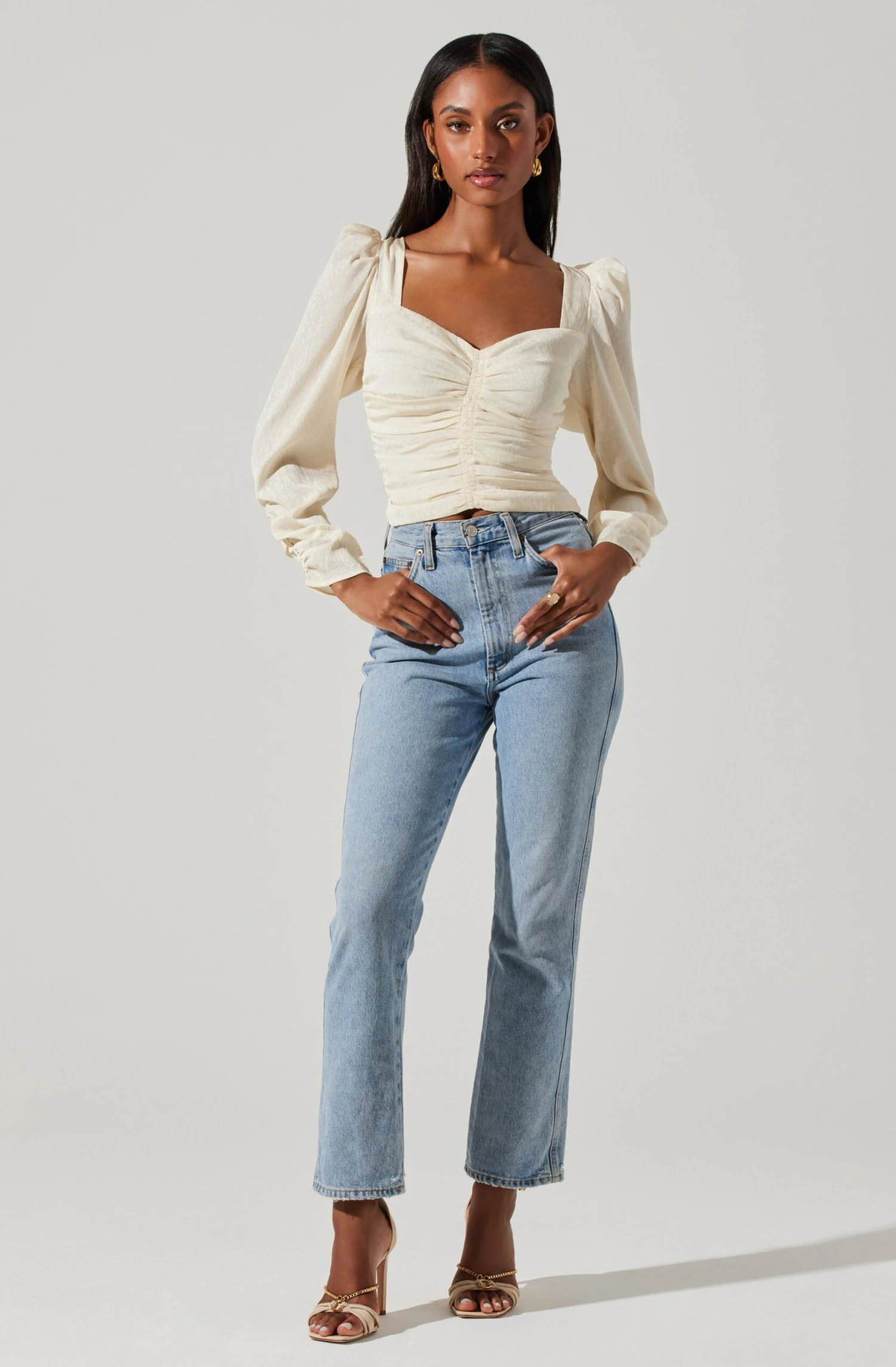 Long Sleeve Ruched Puff Sleeve Top 6 Long Sleeve Ruched Puff Sleeve Top - Image 4