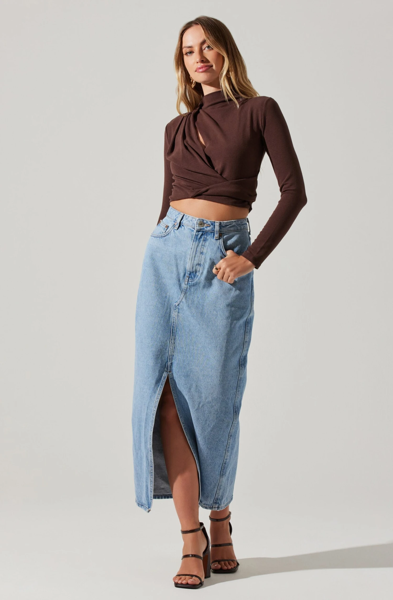 Asymmetrical Pleated Cutout Mock Neck Top 10 Asymmetrical Pleated Cutout Mock Neck Top - Image 8