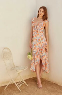 Mahalia Floral Sweetheart Ruffle Midi Dress 17 Mahalia Floral Sweetheart Ruffle Midi Dress -Dress Sales Store MAY SummerWeddingRefresh 5.4 7329