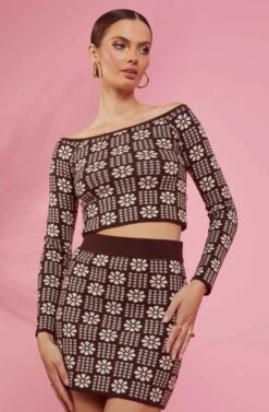 Freja Floral Knit Mini Skirt 11 Freja Floral Knit Mini Skirt -Dress Sales Store RESORT 1286